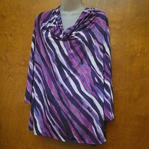Dana Buchman Purple and Black Striped Blouse